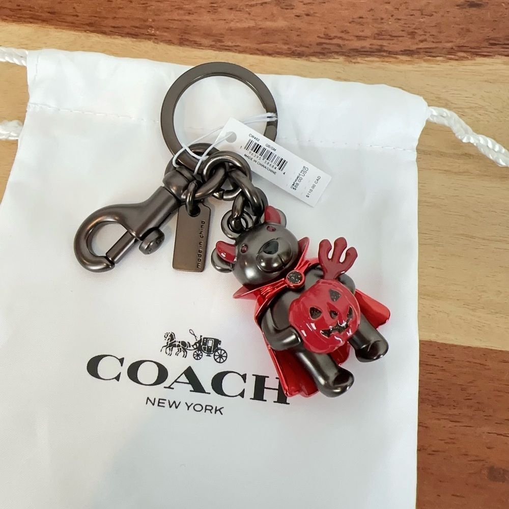 NWT Coach Halloween Devil Bear Bag Charm - Picture 6 of 6